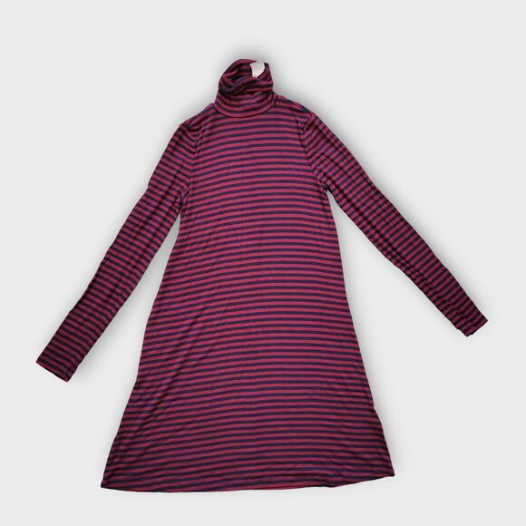 Gap Turtleneck Striped Blue Red Long Sleeve Sweater Mini Dress Women Sz XS - Picture 2 of 4